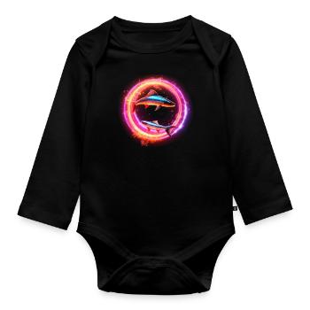 Anneau Néon Hypno Poissons - Body Bébé bio manches longues - noir - Devant