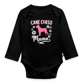 Cane Corso Hund - Baby Bio-Langarm-Body - Schwarz - Vorne