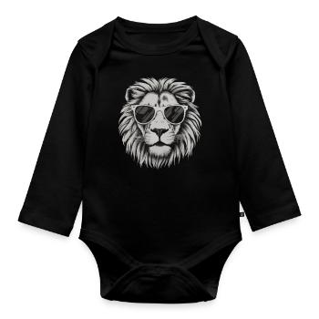 Lion Lion Animal Africa - Organic Longsleeve Baby Bodysuit - black - Front