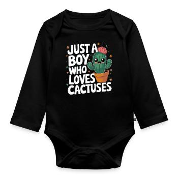 Cactus Cacti Desert Plant - Organic Longsleeve Baby Bodysuit - black - Front
