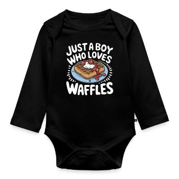 Waffeln Frühstück Süßigkeiten - Baby Bio-Langarm-Body - Schwarz - Vorne