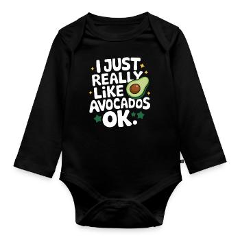 Avocado Essen Guacamole Vegan - Baby Bio-Langarm-Body - Schwarz - Vorne