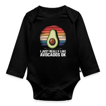 Avocado Essen Guacamole Vegan - Baby Bio-Langarm-Body - Schwarz - Vorne