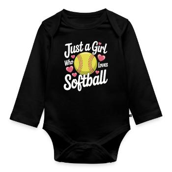 Softball Sports Joueur de softball - Body Bébé bio manches longues - noir - Devant