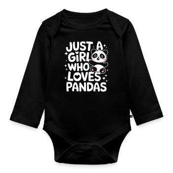 Pandabär Panda Tier Pandas - Baby Bio-Langarm-Body - Schwarz - Vorne