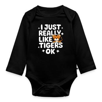 Tiger Tier Zoo Wildtier - Baby Bio-Langarm-Body - Schwarz - Vorne