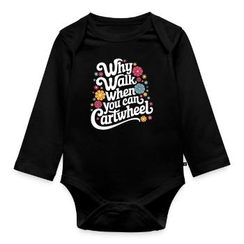 Turnen Turner Gymnastik - Baby Bio-Langarm-Body - Schwarz - Vorne