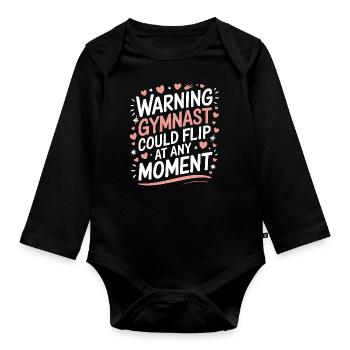 Turnen Turner Gymnastik - Baby Bio-Langarm-Body - Schwarz - Vorne