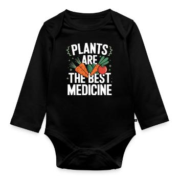 Végétarien Végétalien Végétarien Végétarien - Body Bébé bio manches longues - noir - Devant