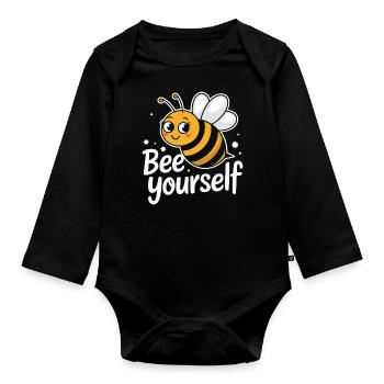 Honigbiene Imker Bienen Biene - Baby Bio-Langarm-Body - Schwarz - Vorne