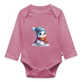 Snowman for children - Organic Longsleeve Baby Bodysuit - mauve - Front