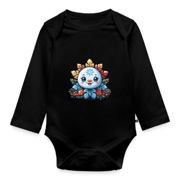 Snowflake for children - Organic Longsleeve Baby Bodysuit - black - Front