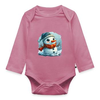 Snowman for children - Organic Longsleeve Baby Bodysuit - mauve - Front