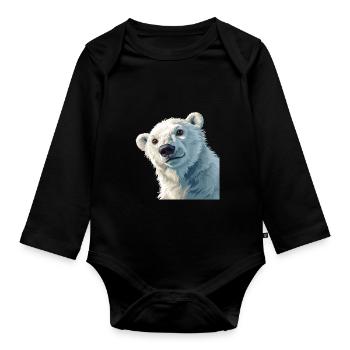 Ours polaire - Body Bébé bio manches longues - noir - Devant