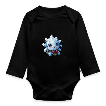 Snowflake for children - Organic Longsleeve Baby Bodysuit - black - Front