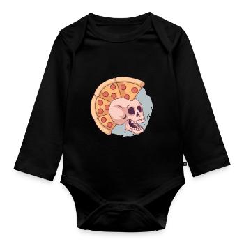 Pizza Mohawk punk - Body Bébé bio manches longues - noir - Devant