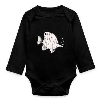Fish Aquarium Marine Animal Climate Environmental Protection - Organic Longsleeve Baby Bodysuit - black - Front