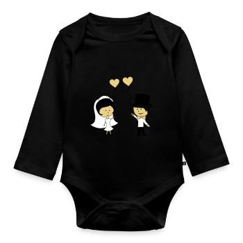 married couple - Organic Longsleeve Baby Bodysuit - black - Front