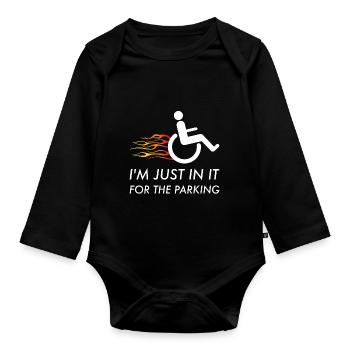 Handicapé Fauteuil roulant Handicap Cadeau handicap - Body Bébé bio manches longues - noir - Devant