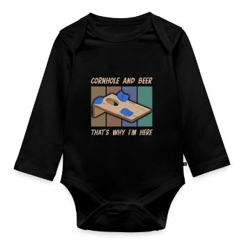 Cornhole Beanbag Geschenk - Baby Bio-Langarm-Body - Schwarz - Vorne