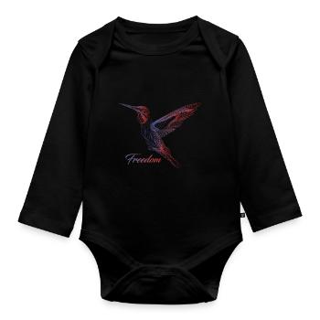 Freedom Peace Bird Peace Freedom - Organic Longsleeve Baby Bodysuit - black - Front