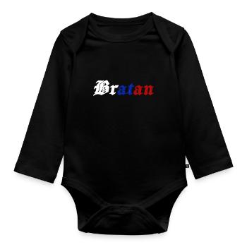 bratan jeunesse mot drôle design vintage - Body Bébé bio manches longues - noir - Devant