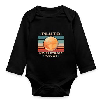 Vintage Never Forget Pluto Retro - Baby Bio-Langarm-Body - Schwarz - Vorne