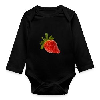 strawberry - Organic Longsleeve Baby Bodysuit - black - Front