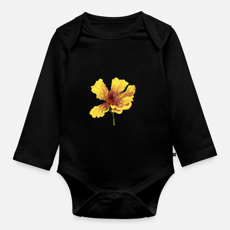 fleur - Body Bébé bio manches longues - noir