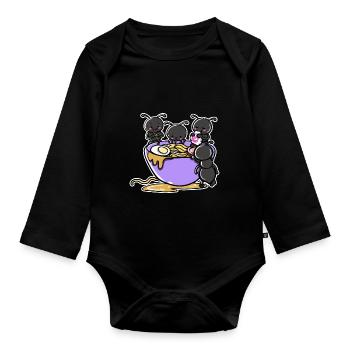 Süße Ameisen essen Ramen Suppe - Baby Bio-Langarm-Body - Schwarz - Vorne
