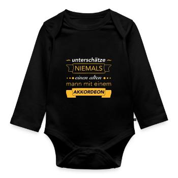 Akkordeon Ziehharmonika Instrument Musik Geschenk - Baby Bio-Langarm-Body - Schwarz - Vorne