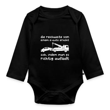 Eauto Gegner Elektroauto E-Mobilität Geschenk - Baby Bio-Langarm-Body - Schwarz - Vorne