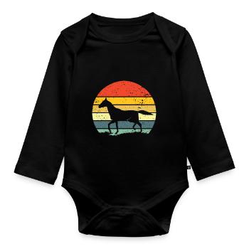 Riding Horse Equestrian Riding Riding Dressage - Organic Longsleeve Baby Bodysuit - black - Front