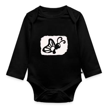 lustiger Schmetterling - Naturschutz Umwelt Klima - Baby Bio-Langarm-Body - Schwarz - Vorne