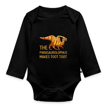 Dinosaur Parasaurolophus Dino Gift - Organic Longsleeve Baby Bodysuit - black - Front