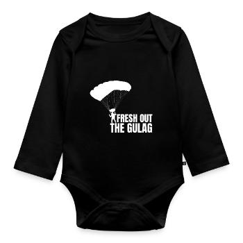 Gulag Warzone King Gamer Meme Geschenkidee - Baby Bio-Langarm-Body - Schwarz - Vorne