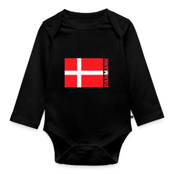 Flag Danmark Denmark Danish Scandinavia - Organic Longsleeve Baby Bodysuit - black - Front
