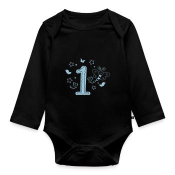 1er anniversaire - Body Bébé bio manches longues - noir - Devant