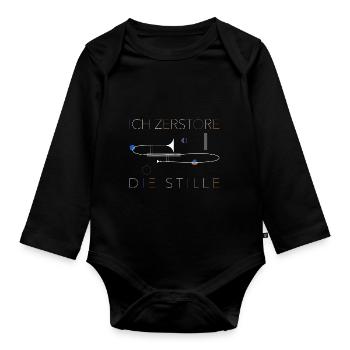 Posaune Orchester Geschenk Instrument - Baby Bio-Langarm-Body - Schwarz - Vorne