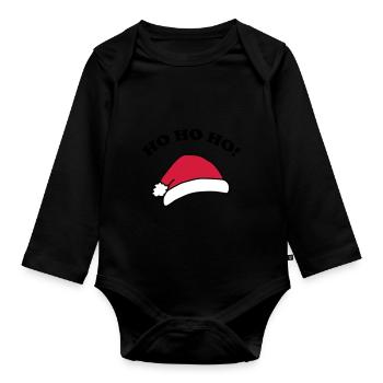 ho ho ho - Organic Longsleeve Baby Bodysuit - black - Front