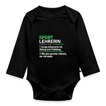 Sport Lehrer Lehrerin Schule Abschieds Beruf - Baby Bio-Langarm-Body - Schwarz - Vorne