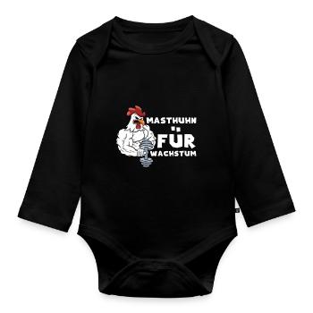 Masthuhn für Wachstum Bodybuilding - Baby Bio-Langarm-Body - Schwarz - Vorne