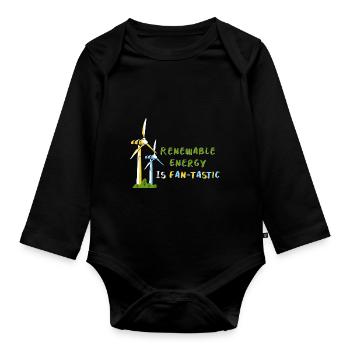 Wind turbine climate protection Energy transition Environmental protection - Organic Longsleeve Baby Bodysuit - black - Front