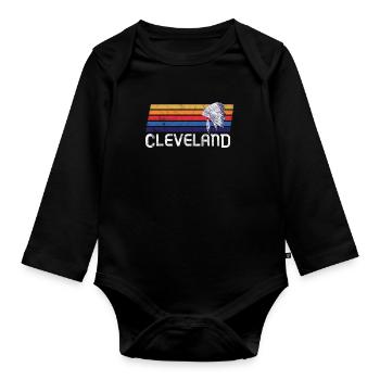 Cleveland Feather Native American Baseball Sports - Body Bébé bio manches longues - noir - Devant