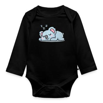 Koala who sleeps - Organic Longsleeve Baby Bodysuit - black - Front