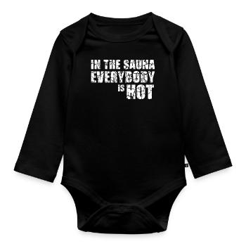 Hot Sauna Geschenk Saunahaus Banja Spa Hamam - Baby Bio-Langarm-Body - Schwarz - Vorne