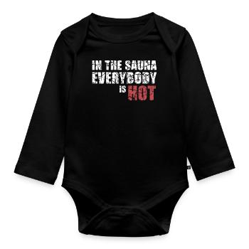 Hot Sauna Geschenk Saunahaus Banja Spa Hamam - Baby Bio-Langarm-Body - Schwarz - Vorne