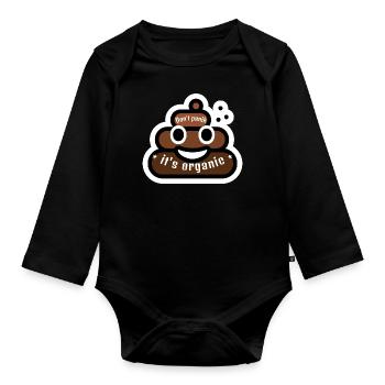 Don't panic it's organic poop emoji - Organic Longsleeve Baby Bodysuit - black - Front
