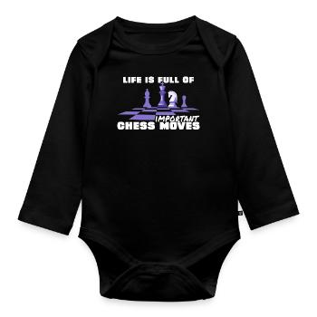 Life is chess - Organic Longsleeve Baby Bodysuit - black - Front