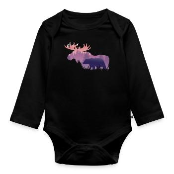 Moose - Organic Longsleeve Baby Bodysuit - black - Front